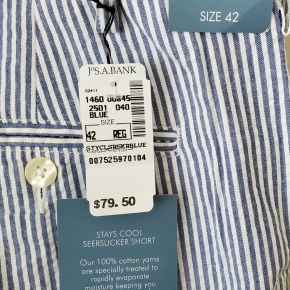 NWT Jos. A. Bank Mens Seersucker Shorts Size 42 - Picture 3 of 3